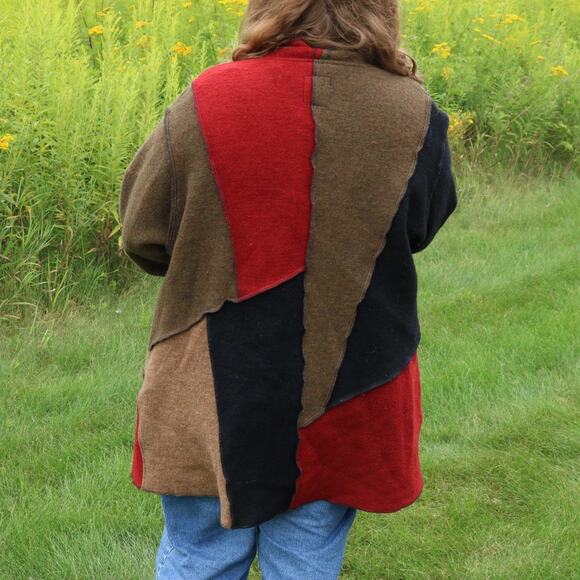 Vintage 90s CB Wraps Patchwork Cardigan Sweater - Picture 3 of 4